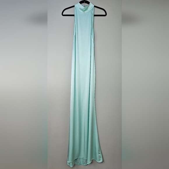 LAPOINTE Womens Satin Halter Maxi Gown, Seafoam Green Blue, Size 8, Retail $1490 - Picture 8 of 15